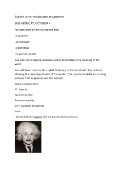 Scarlet Letter vocabulary assignment. DUE