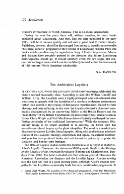 122 Acadiensis The Ambivalent Loyalists