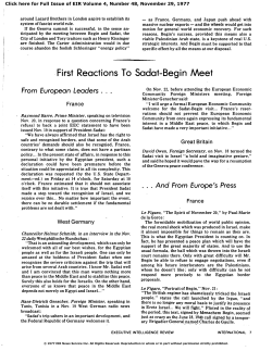 First Reactions to Sadat-Begin Meet