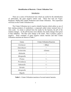 Citrate Utilization by Enteric Bacteria