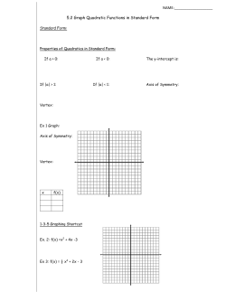 NAME: 5.2 Graph Quadratic Functions in Standard Form