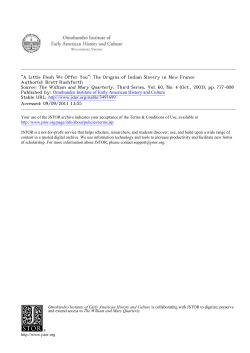 "A Little Flesh We Offer You": The Origins of Indian Slavery in New