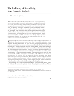 The Prehistory of Serendipity, from Bacon to Walpole