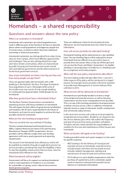 Homelands &ndash; a shared responsibility