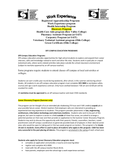 Registered Apprenticeship Programs Work Experience program