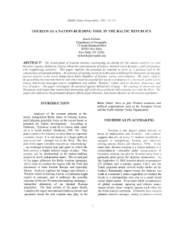 TOURISM AS A NATION-BUILDING TOOL IN THE BALTIC