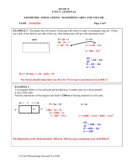 U5 L6A Maximizing Area and Volume Solutions