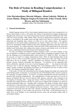 The Role of Syntax in Reading Comprehension: A Study of Bilingual