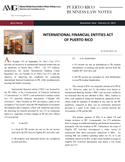 INTERNATIONAL FINANCIAL ENTITIES ACT OF PUERTO RICO