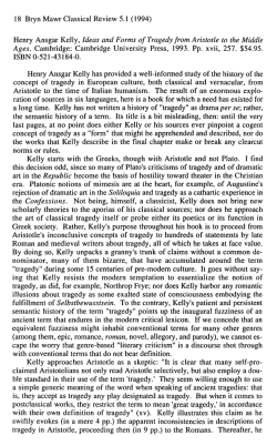 Henry Ansgar Kelly, Ideas and Forms of Tragedy from Aristotle to the