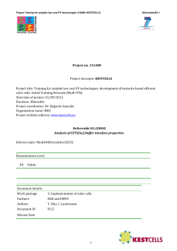 Deliverable 3.2: Analysis of CZTS(Se)