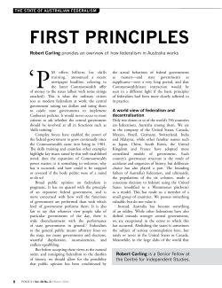 THE STATE OF AUSTRALIAN FEDERALISM: First Principles