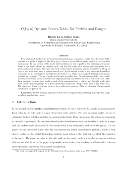 O(log n) Dynamic Router-Tables For Prefixes And Ranges &lowast;