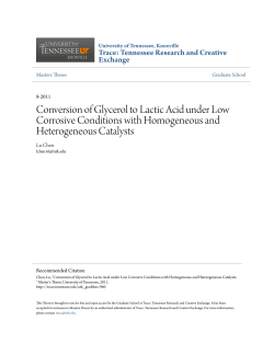 Conversion of Glycerol to Lactic Acid under Low Corrosive