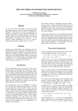 The new MIKES standard for liquid density. Mr SILLANPAA, Mr