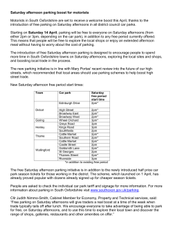 Saturday afternoon parking boost for motorists Motorists in South