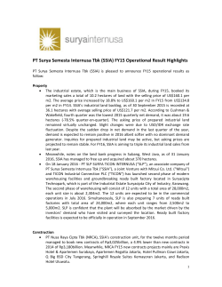 (SSIA) FY15 Operational Result Highlights