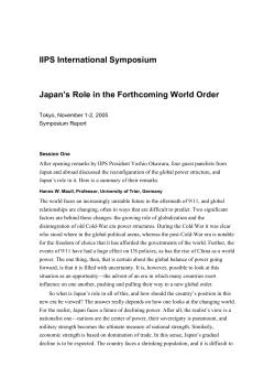 IIPS International Symposium Japan`s Role in the Forthcoming
