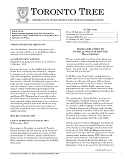 TORONTO BRANCH MEETINGS Join the