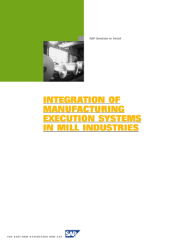 INTEGRATION OF MANUFACTURING EXECUTION SYSTEMS IN