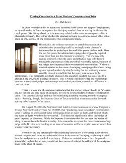 Proving Causation In A Texas Workers` Compensation