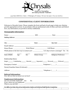 Eating Disorder Intake