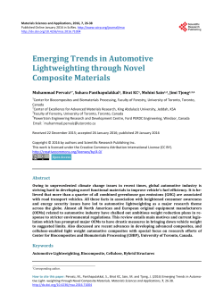 Emerging Trends in Automotive Lightweighting through Novel
