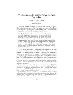 The Inauthenticity of Solon`s Law Against