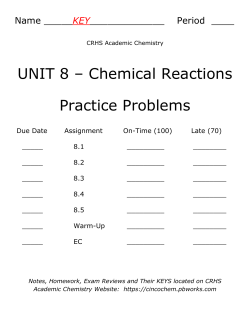 UNIT 8 – Chemical Reactions Practice Problems