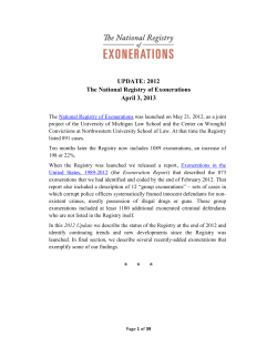 National Registry of Exonerations, UPDATE: 2012 The