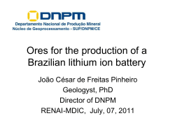 Ores for the production of a Brazilian lithium ion battery