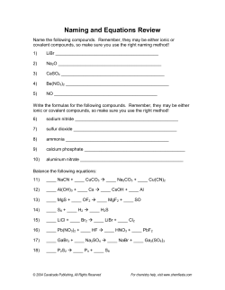 Naming and Equations Review