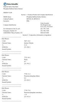 Material Safety Data Sheet Phosphate Buffered Saline Solution
