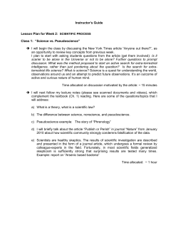 Instructor`s Guide Lesson Plan for Week 2: SCIENTIFIC PROCESS