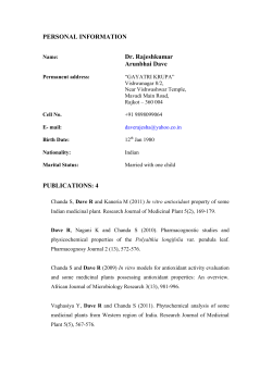 PERSONAL INFORMATION Dr. Rajeshkumar Arunbhai Dave