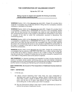 Swimming Pool Enclosure By-Law 989/09