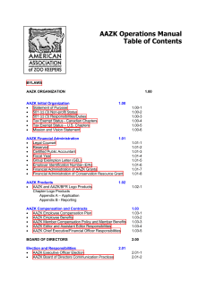 AAZK Operations Manual Table of Contents