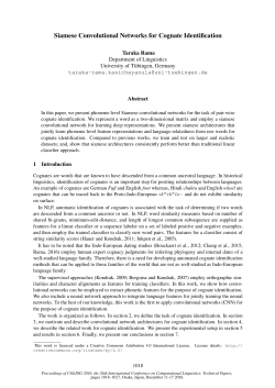Siamese Convolutional Networks for Cognate Identification