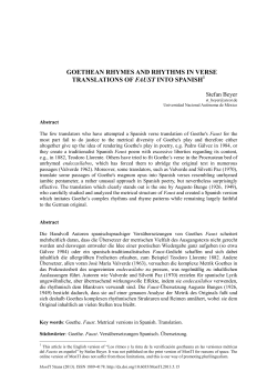 goethean rhymes and rhythms in verse translations of faust