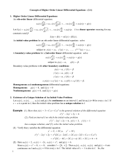 Lecture Notes on Concepts of Higher Order DEs