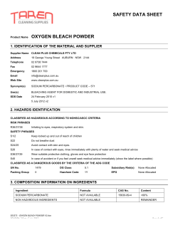 SAFETY DATA SHEET Product Name OXYGEN BLEACH POWDER