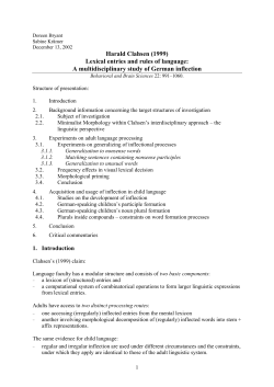 Harald Clahsen (1999) - Institut f&uuml;r deutsche Sprache und Linguistik
