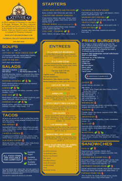 Full Menu - Latitude 42 Brewing Company
