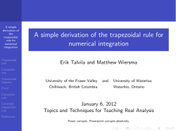 A simple derivation of the trapezoidal rule for numerical integration