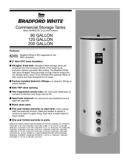 Commercial Storage Tanks 180 GALLON 120 GALLON 200 GALLON