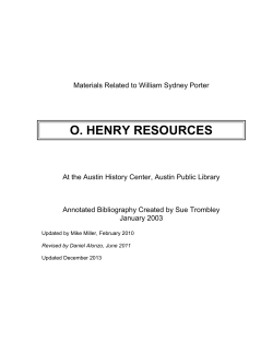 o. henry resources - Austin Public Library