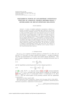 equilibrium points of logarithmic potentials induced by positive