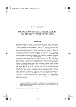 SOCIAL DISORDER, MASS REPRESSION, AND THE NKVD