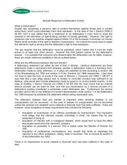 Law Response 6 Defamation
