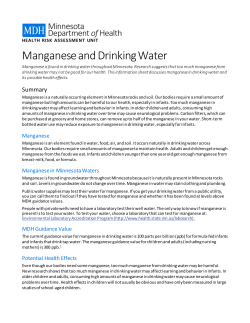 Information sheet: Manganese and Drinking Water